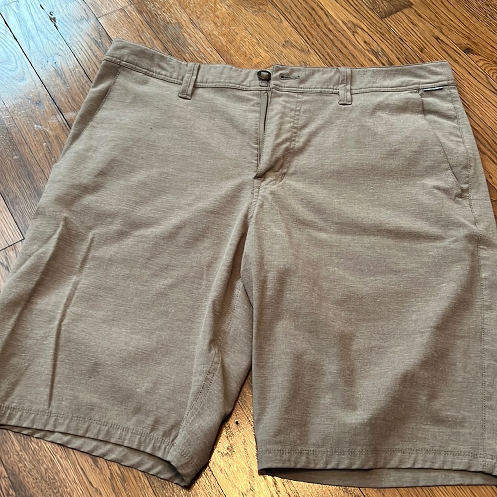 Khaki Volcom shorts 4 way stretch surf n turf